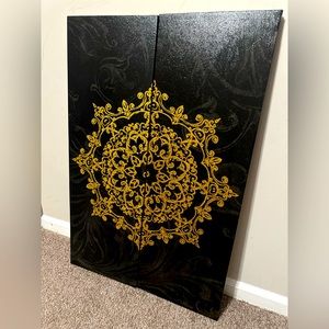 Black and gold two piece painting